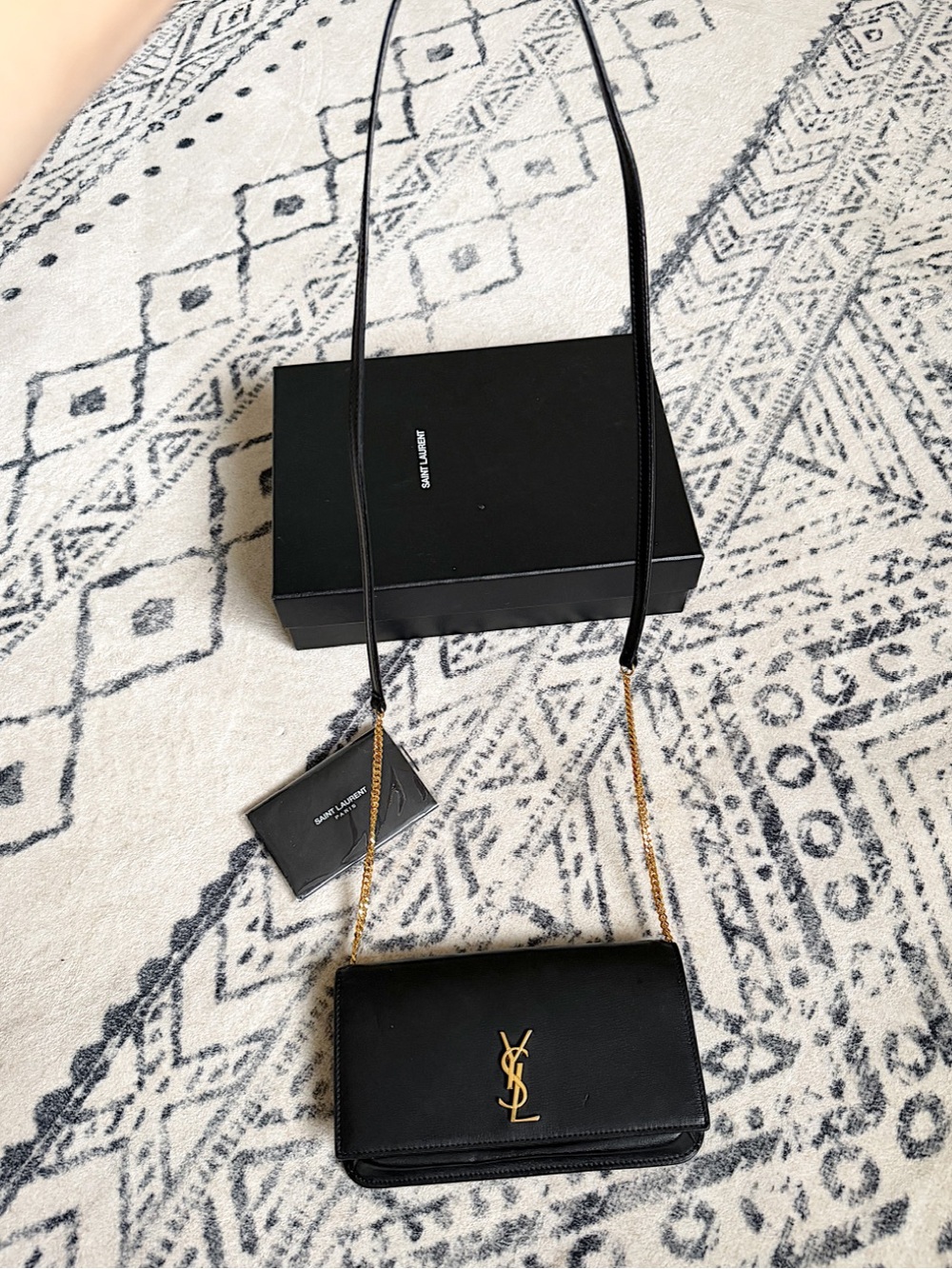 SOLD❗️YSL Cassandre mini black gold monogram chain crossbody bag phone holder - Picture 6 of 14